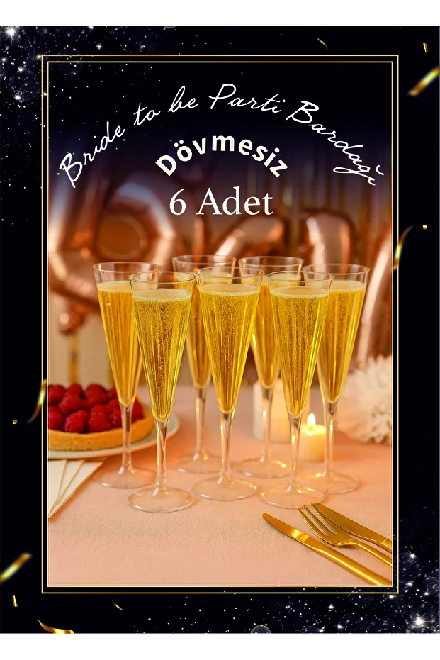 Doğum Günü Parti Kokteyl Bride Yılbaşı 6'lı Kadeh Sert Plastik Kristal Şampanya Bardağı Doğum Günü Parti Kokteyl Bride Yılbaşı 6'lı Kadeh Sert Plastik Kristal Şampanya Bardağı